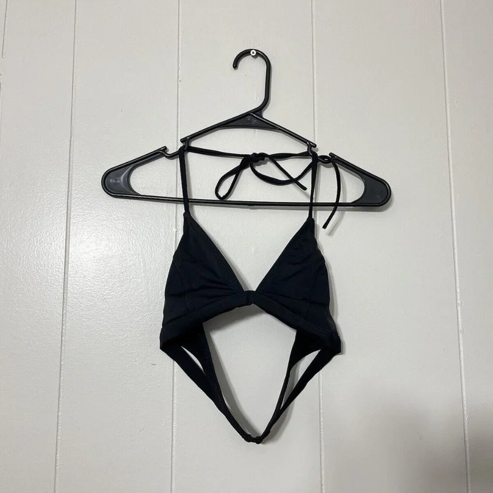Oakley String Bikini Top Women's Black Padded Triangle Swimsuit - Picture 1 of 6